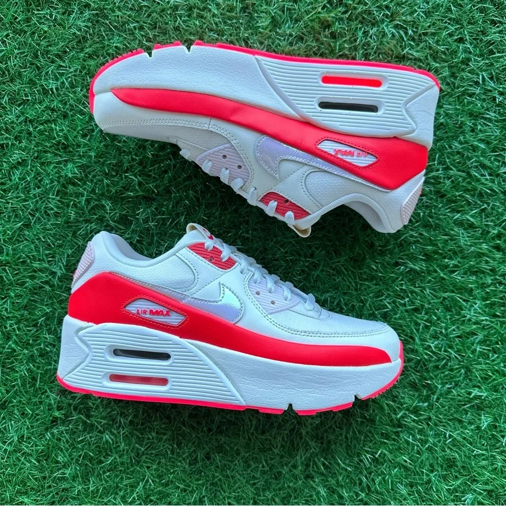 Nike Air Max 90 Lv8 Siren Red Platforms - Picture 8 of 9